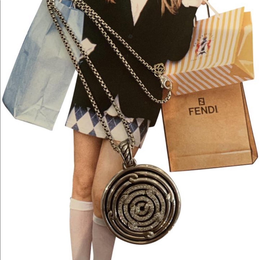 David Yurman Diamond Labyrinth Disc Pendant